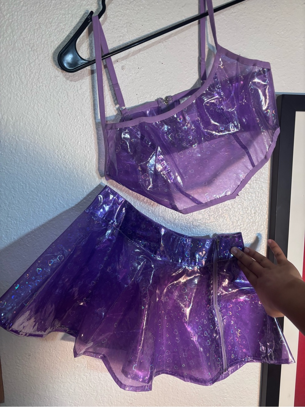 Purple Holographic Two-Piece Rave Set